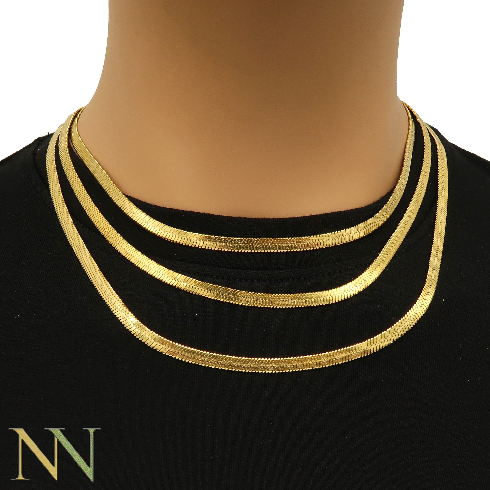 Herringbone Choker Necklace Gold Silver 