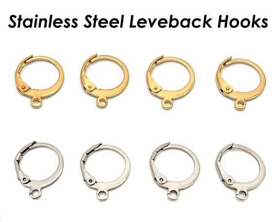 50 X Stainless Steel Leveback Earring Hooks Gold Silver Hypoallergenic  Surgical Lever Back Earring Wire Supplies for Jewelry Making 