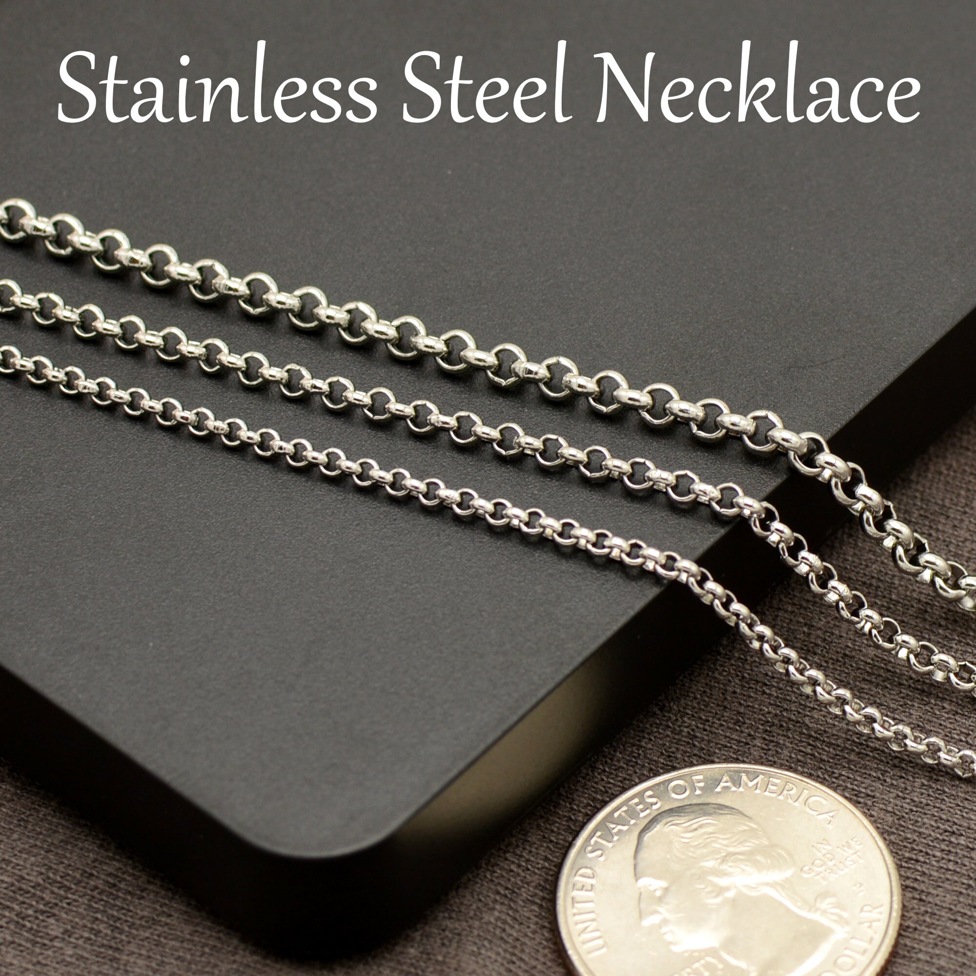10/50 X Stainless Steel Necklace Chain, Rolo Chain Necklace Choker,  Stainless Steel Rolo Chain, Stainless Steel Chain Necklace for Women Men 