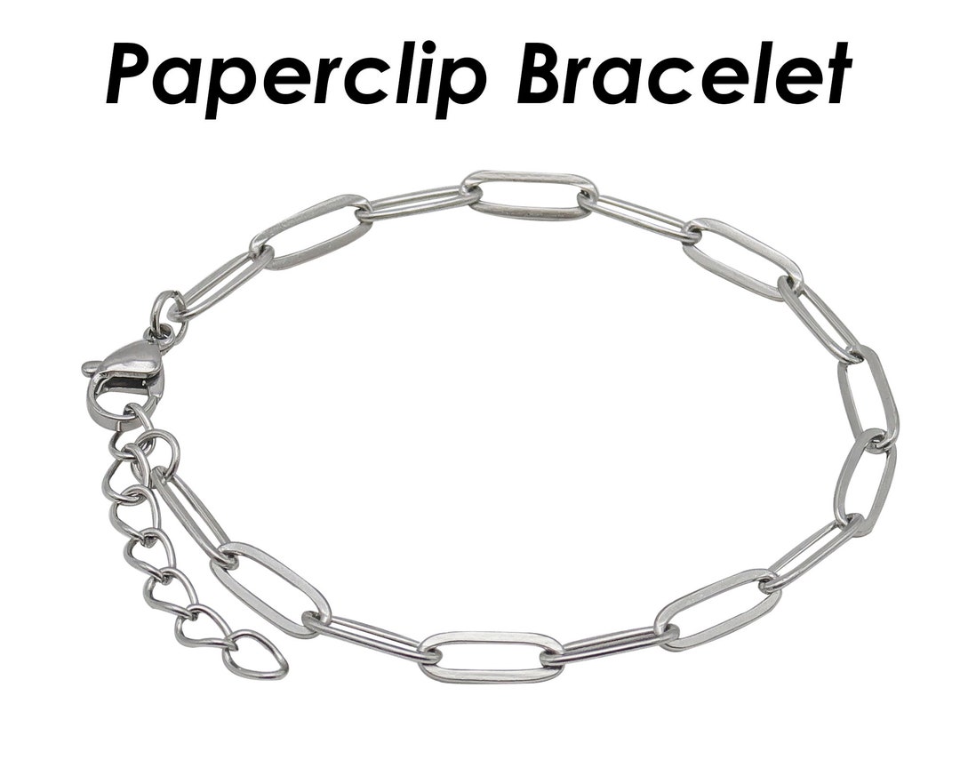 Stainless Steel Paperclip Bracelet Gold Silver Stackable Etsy