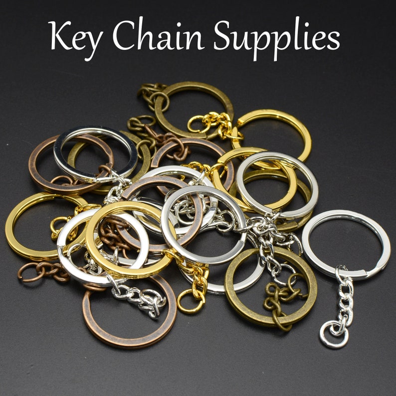 10/50 x Bulk Keychain Supplies KeyChain Keyring with Chain Etsy