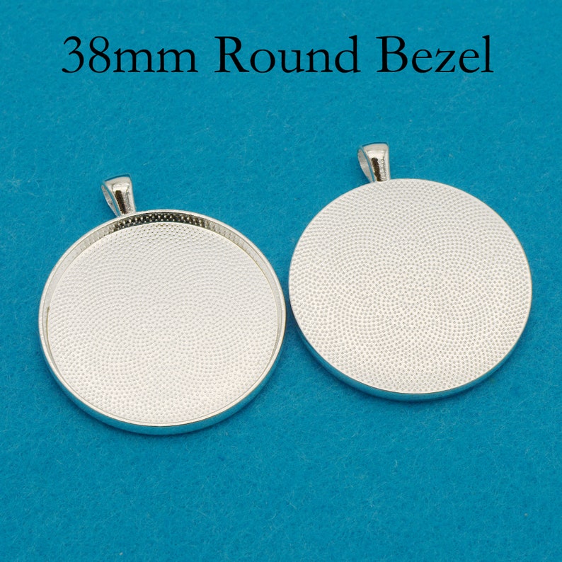 38mm Round Pendant Tray, 1.5 Inch Pendant Blanks, Round Bezel Cup, 1.5'' Cabochon Setting Silver Gold Brozne Copper Black Rose Gold Shiny Silver