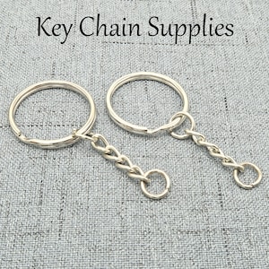 Bulk Wholesale Keychain Supplies, Split Keyring with Chain jump rings for Key Chain Making Bronze Gold Copper Silver Gold Steel/Antique Silver