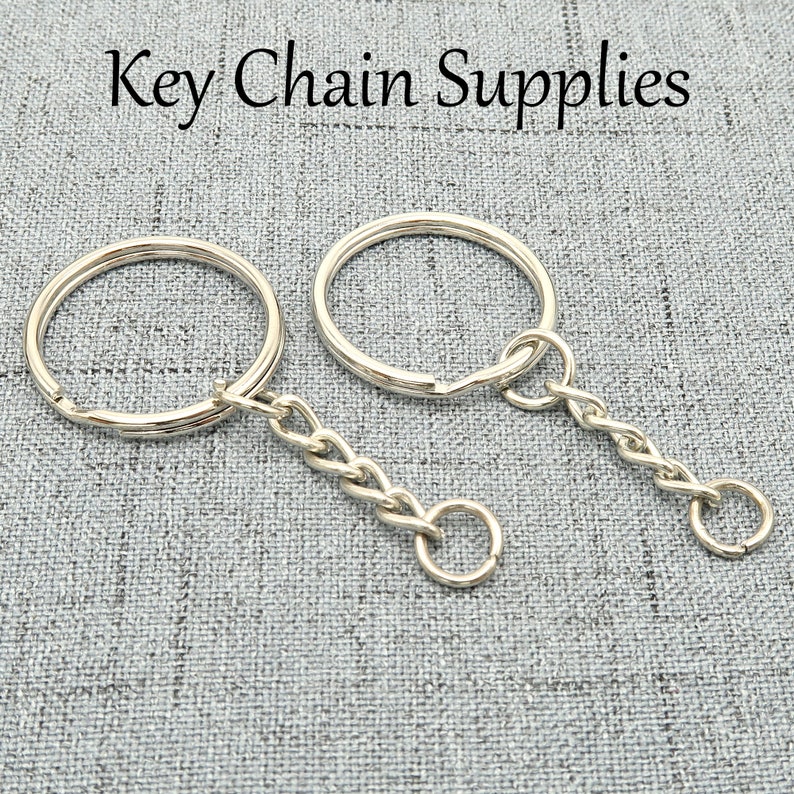 Bulk Wholesale Keychain Supplies, Split Keyring with Chain jump rings for Key Chain Making Bronze Gold Copper Silver Gold Steel/Antique Silver