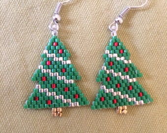 Christmas trees beaded earrings