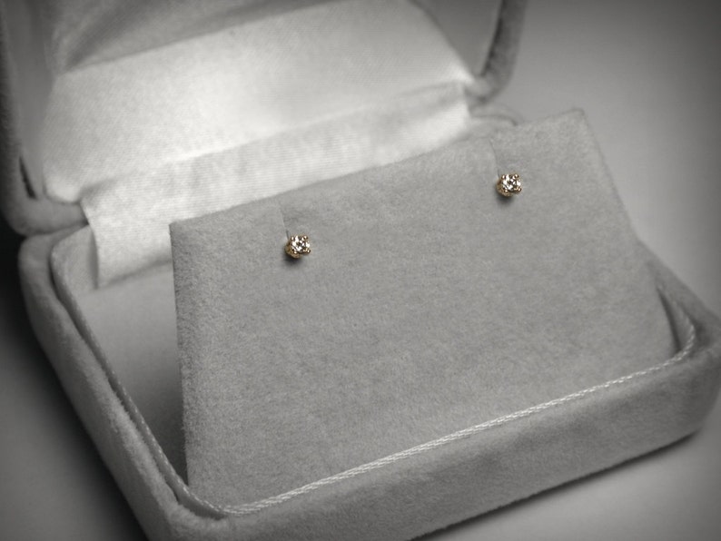 Diamond Earrings for Baby, Diamond Stud Baby Earrings, 14K Genuine Diamond Earrings, Threaded 14K Gold Baby Earring, Baby Gift, Baptism Gift image 3