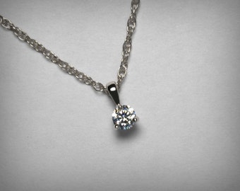 Diamond Necklace Pendant, 14K Genuine Diamond Pendant Necklace, 14K White Gold or Yellow, Natural Solitaire Diamond Necklace Jewelry Martini