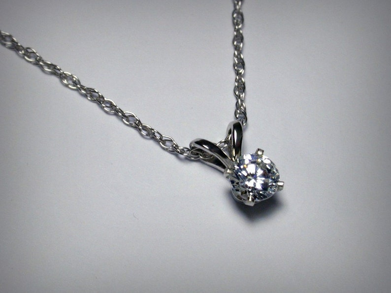 Diamond Necklace Pendant, 14K White Gold, Genuine Diamond Jewelry, Solitaire Diamond Pendant, Natural Diamond Solitaire Necklace, 14K Yellow image 1