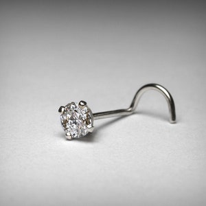 Diamond Nose Stud, 14K, LARGER Genuine Diamond Nose Stud, .10 Carat, 3.0mm, 14K White Gold, Nose Piercing, Body Jewelry