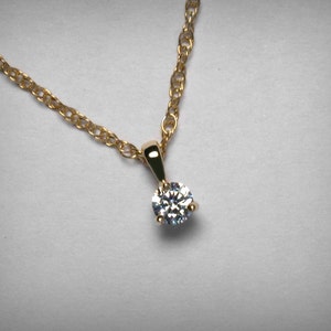 Diamond Necklace Pendant, 14K Genuine Diamond Pendant Necklace, 14K Yellow Gold or White, Natural Solitaire Diamond Necklace Jewelry Martini