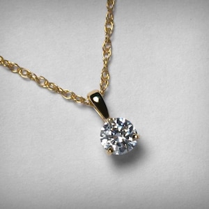 Diamond Necklace Pendant, Genuine Diamond Pendant Necklace, 14K Yellow Gold, 14K White Gold Natural Solitaire Diamond Necklace Jewelry Third