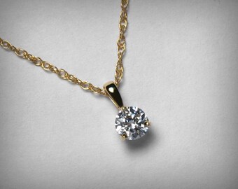 Diamanten ketting hanger, echte diamanten hanger ketting, 14K geel goud, 14K witgoud natuurlijke solitaire diamanten ketting sieraden derde