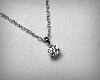 Diamond Necklace Pendant, Genuine Diamond Pendant Necklace, 14K White Gold or Yellow Gold Natural Solitaire Diamond Necklace Jewelry Martini