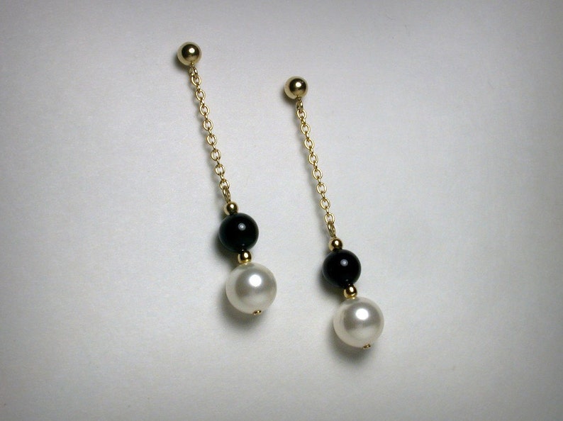 pearl and black onyx earrings pearl and black onyx earrings