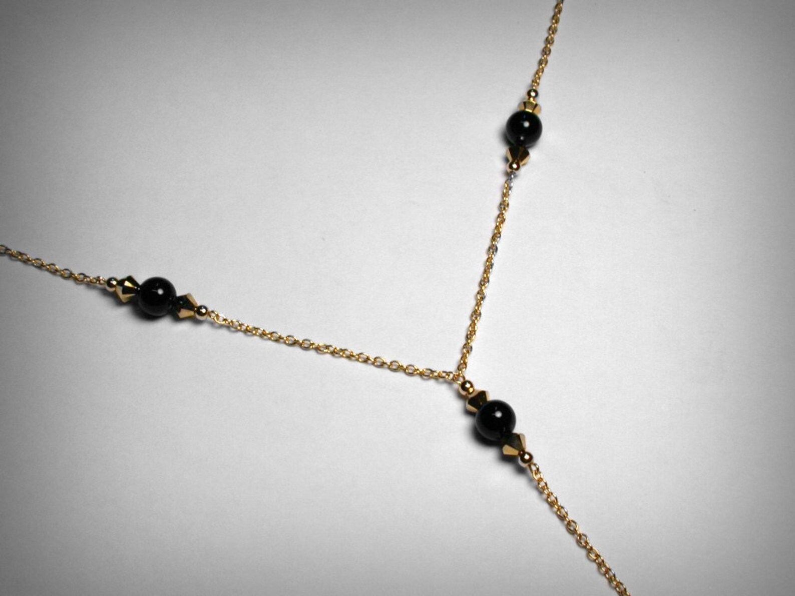 Y Necklace Black Y Necklace Lariat Necklace Genuine Black Etsy