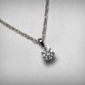 Diamond Necklace Pendant, 14K Genuine Diamond Pendant Necklace, 14K White or Yellow Gold, Natural Solitaire Diamond Necklace Jewelry, 1/4