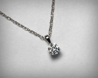 Diamanten ketting hanger, 14K echte diamanten hanger ketting, 14K wit of geel goud, natuurlijke solitaire diamanten ketting sieraden, 1/4