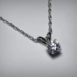 Diamond Necklace Pendant, 14K White Gold, Genuine Diamond Jewelry, Solitaire Diamond Pendant, Natural Diamond Solitaire Necklace, 14K Yellow