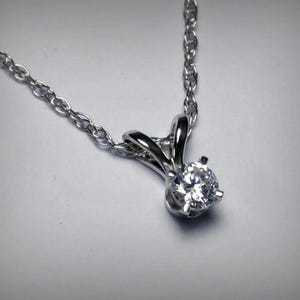 Diamond Necklace Pendant, 14K White Gold, Genuine Diamond Jewelry, Solitaire Diamond Pendant Necklace, Natural Diamond Solitaire Necklace
