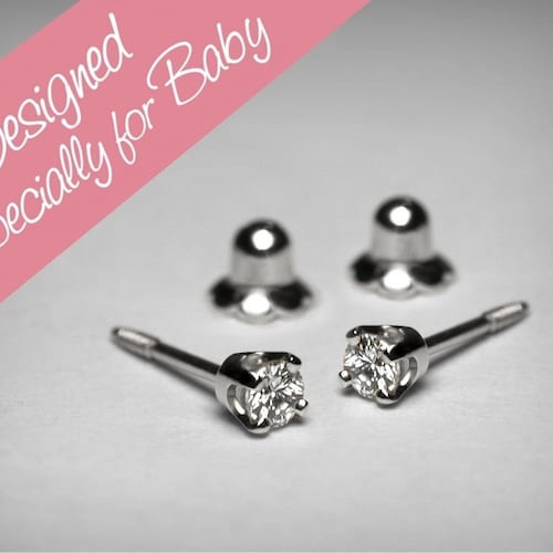 Diamond Earrings for Baby Diamond Stud Baby Earrings 14K Etsy