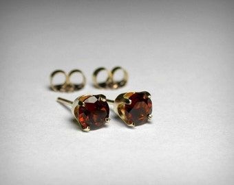 14K Genuine Garnet Earrings Studs, Genuine AAA Garnet Stud Earrings, 14K White  14K Yellow Gold, Garnet Jewelry, January Birthstone, Earring