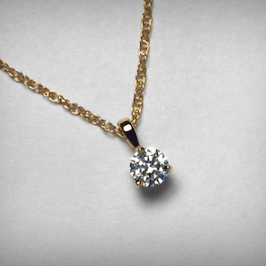 Diamond Necklace Pendant, 14K Genuine Diamond Pendant Necklace, 14K Yellow or White Gold, Natural Solitaire Diamond Necklace Jewelry, 1/4