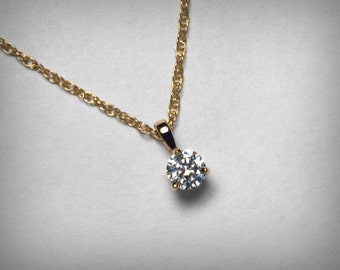 Diamanten ketting hanger, 14K echte diamanten hanger ketting, 14K geel- of witgoud, natuurlijke solitaire diamanten ketting sieraden, 1/4