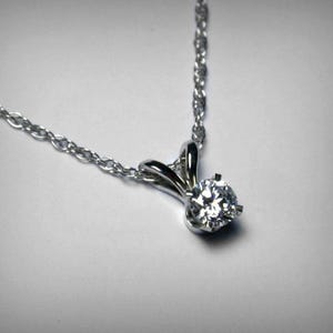 Diamond Necklace, Genuine Diamond Pendant, Solitaire Diamond Necklace, 14K White Gold, Natural Diamond Necklace, Diamond Pendant, Yellow
