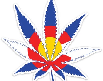Colorado Marijuana Leaf Sticker / Colorado Flag / Colorado Flag Marijuana / Colorado Marijuana Decal / Vinyl Marijuana Sticker