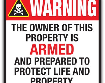 WARNING Sticker! Warn intruders that your household is armed and will defend at all costs! Reverse sticker so sticks to INSIDE of window