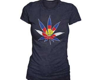 Women's Colorado Flag Marijuana Leaf Shirt