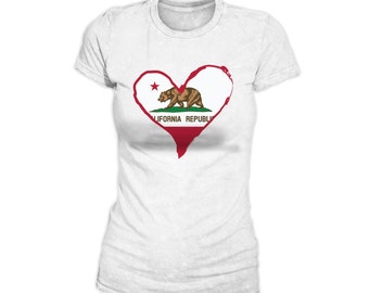 Women's California Flag Heart Shirt — I Heart California!