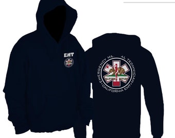 California Flag EMT Pullover Sweatshirt / Hoodie / Emergency Medical Technician / EMT