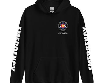 Colorado EMT Hoodie - Features Colorado Flag Design  for EMT students, new grads, fire fighters or current EMTs.