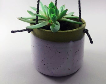 Small Hanging Planter Glazed in Your Choice of Oatmeal, White or Yellow