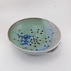 Berry Bowl with Plate, in Arrowmont Blue Green and White Glaze
