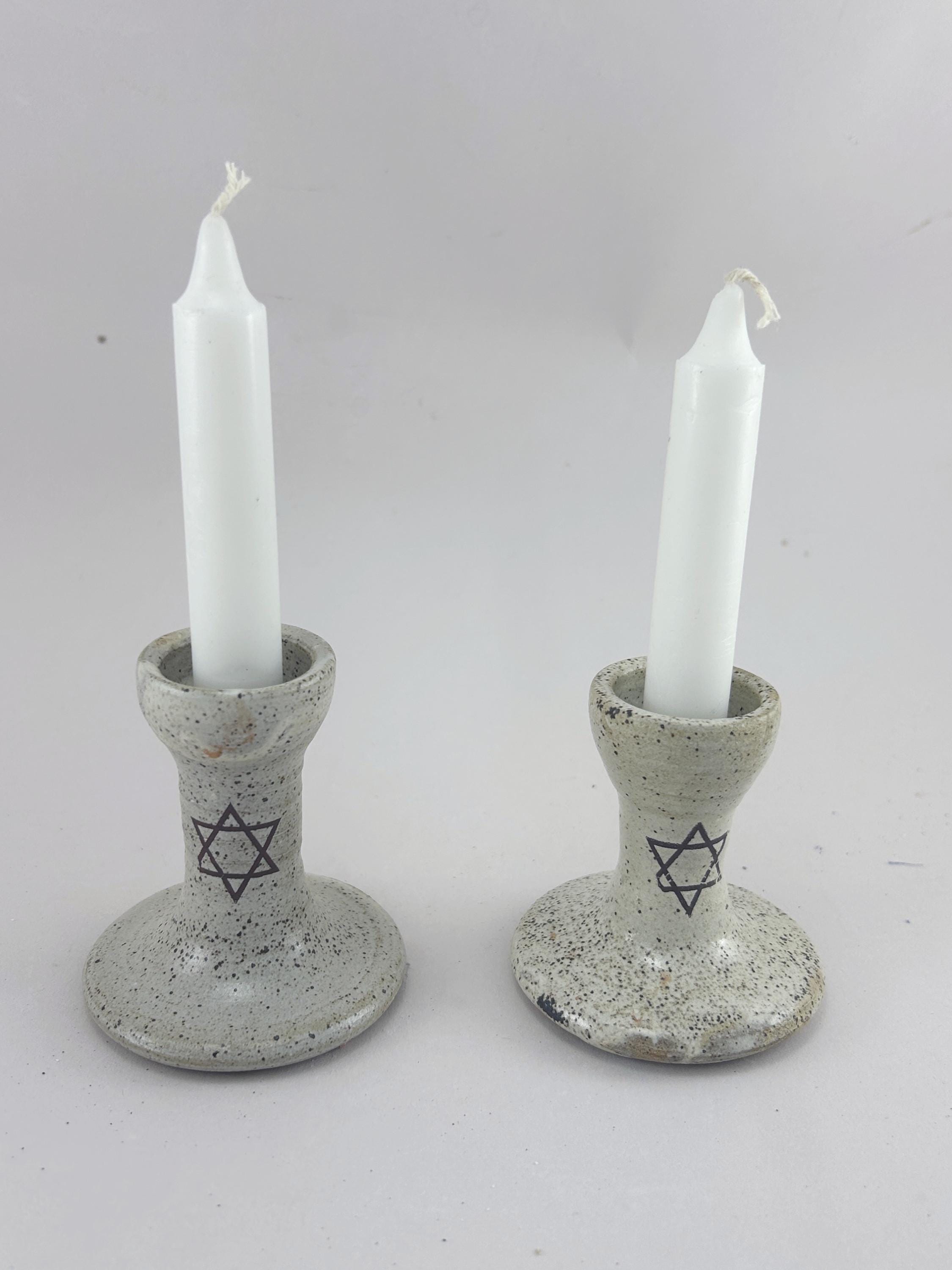 Shabbat Candlesticks for the Jewish Sabbath, With Oatmeal Glaze - Etsy