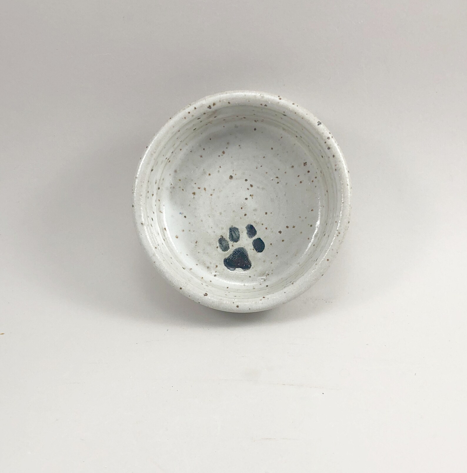 Small Dog Dish Glazed White With a Paw Print Etsy
