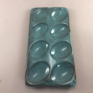 Deviled Egg Plate for 8 deviled eggs, in your choice of color Turquoise