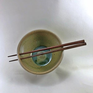 Spearmint Green Noodle/Rice Bowl, Ramen Bowl with Chopsticks