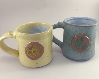 Medallion Mugs in your Choice of Amy's Yellow with a Sun or ABG Blue Green with a Frog