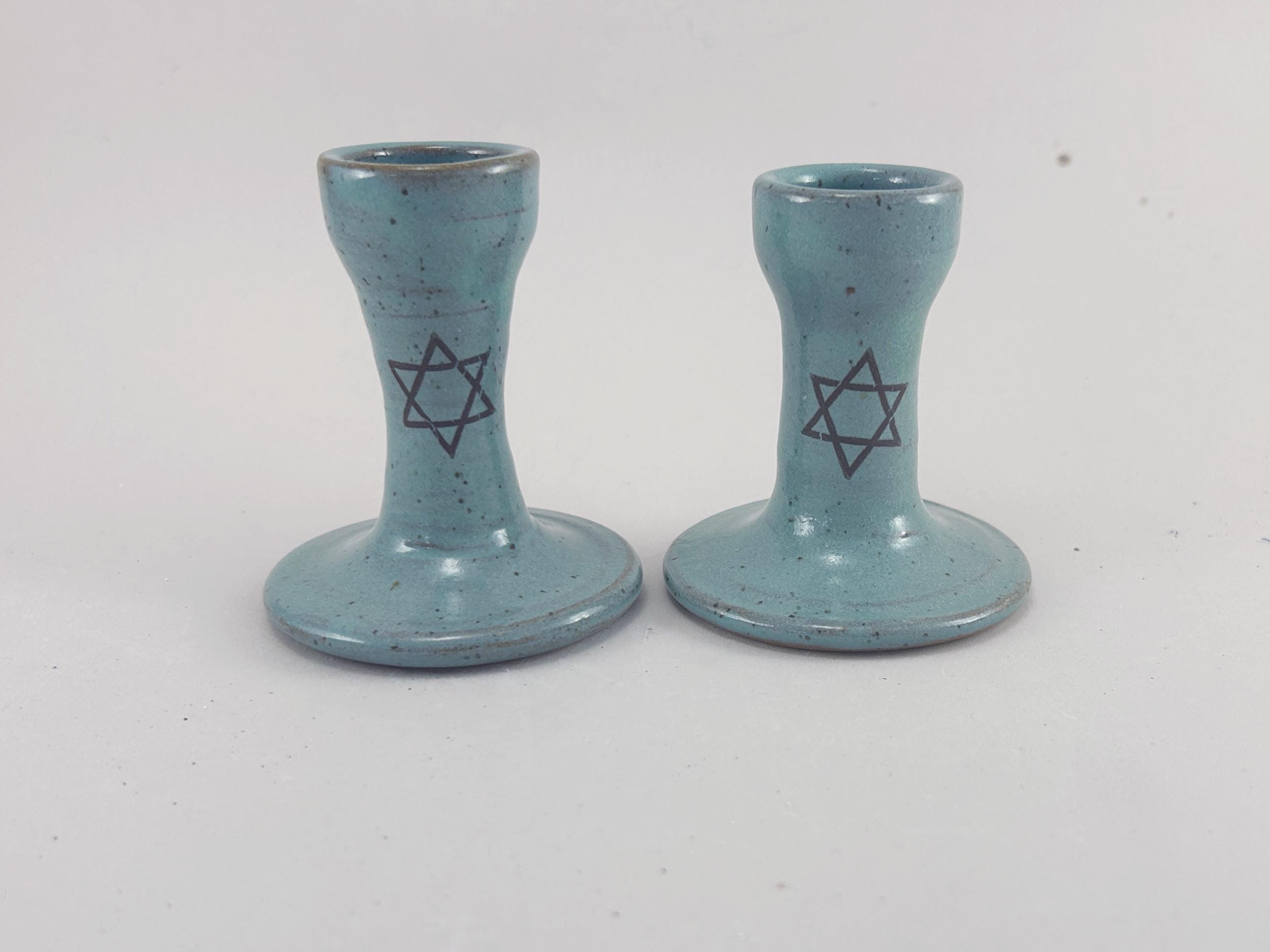 Candlesticks for Shabbat, the Jewish Sabbath, With Turquoise Glaze - Etsy
