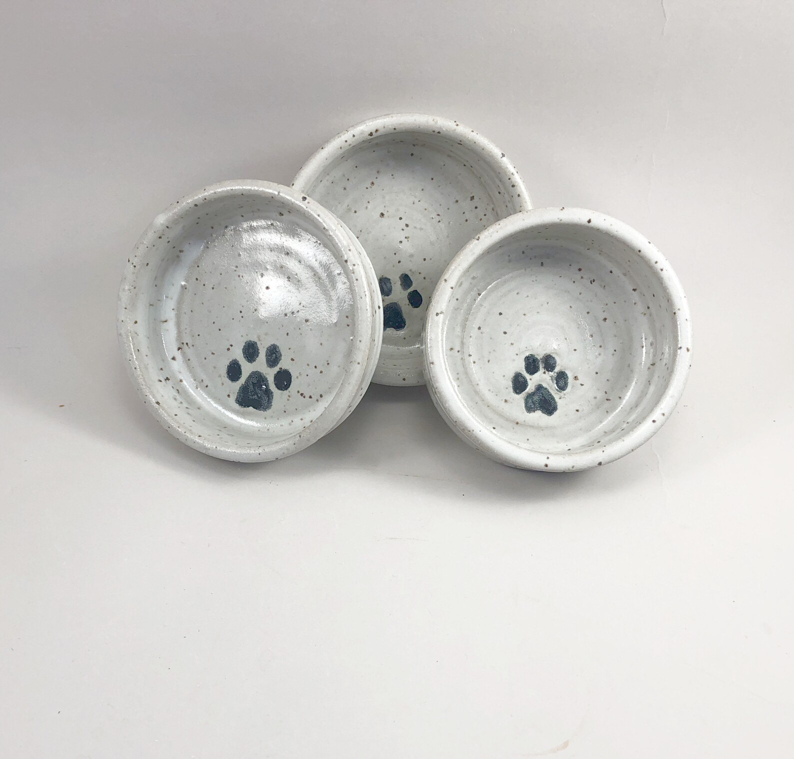 Small Dog Dish Glazed White With a Paw Print Etsy