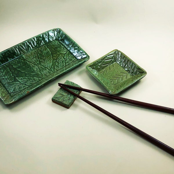 Spearmint Green Textured Sushi Set