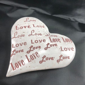 Handmade Stoneware Love Heart Charm: White or Oatmeal