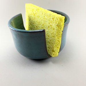 Simple Kitchen Sponge Holder, Turquoise or White with Blue Brushwork