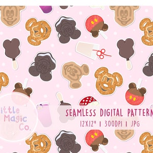 Seamless Pattern Design | Pink Park Snacks Fabric Repeat File | Commercial Use | 300dpi JPG | Digital Download