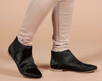 flat black booties