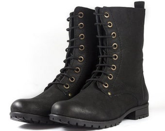 womens black zip up boots