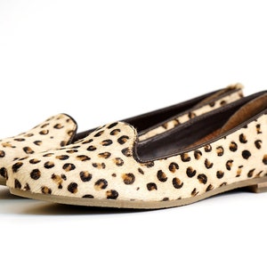 Womens Hairon Leather Slip On Flat Loafers